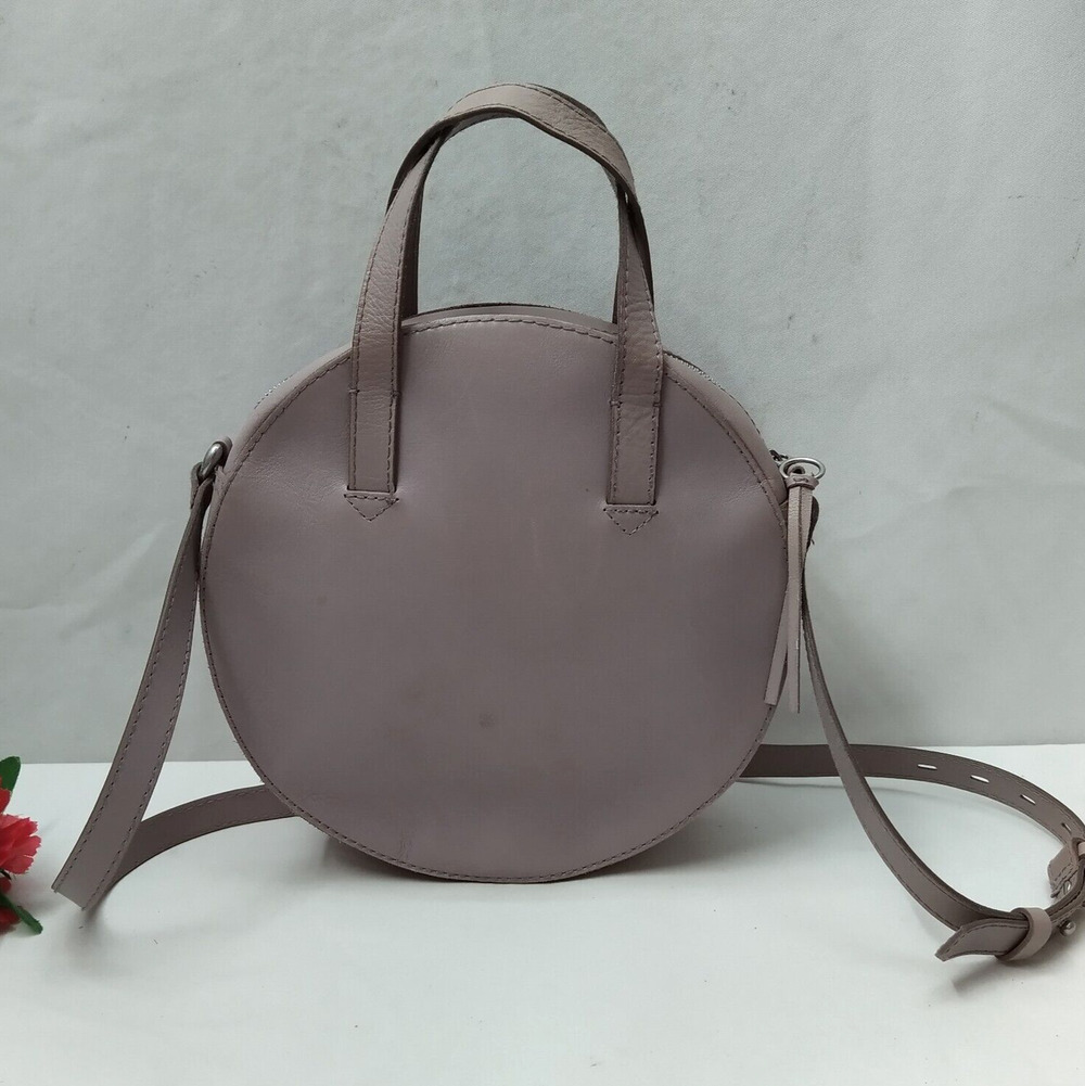 Madewell Light Purple Leather Round Shape Zipper Satchel Crossbody Bag